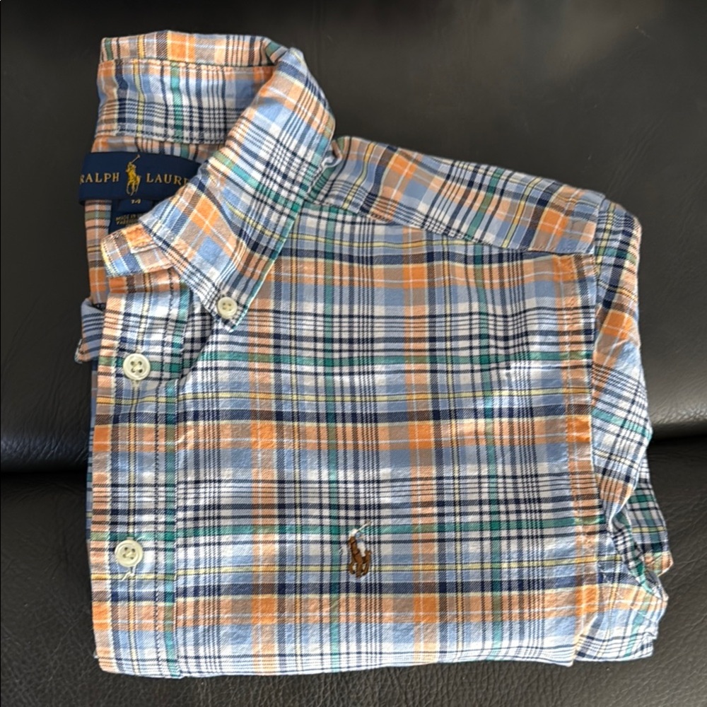 Ralph Lauren Blue and Orange Casual Button Down Shirt